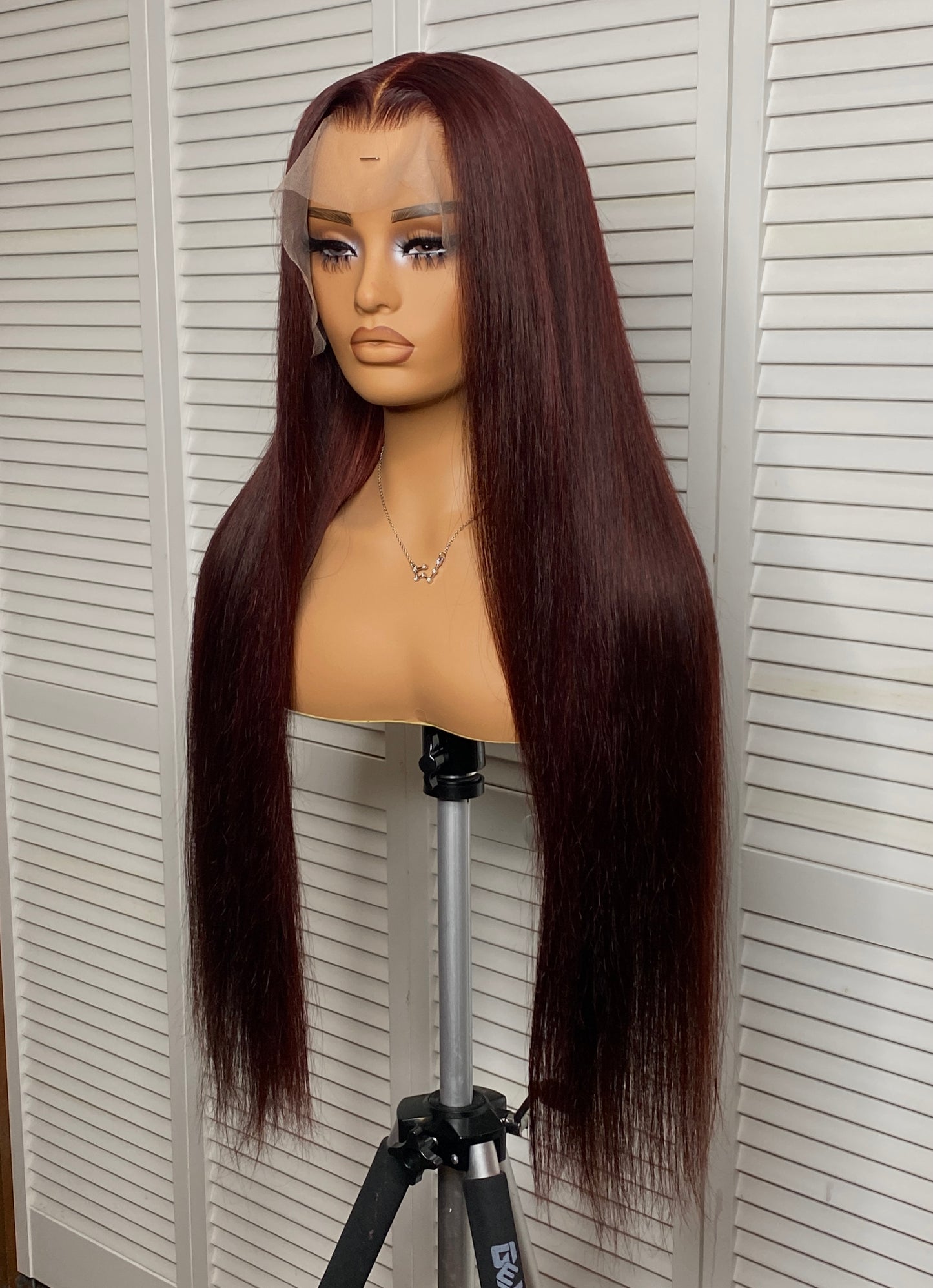 28” Dark Burgundy Frontal Wig